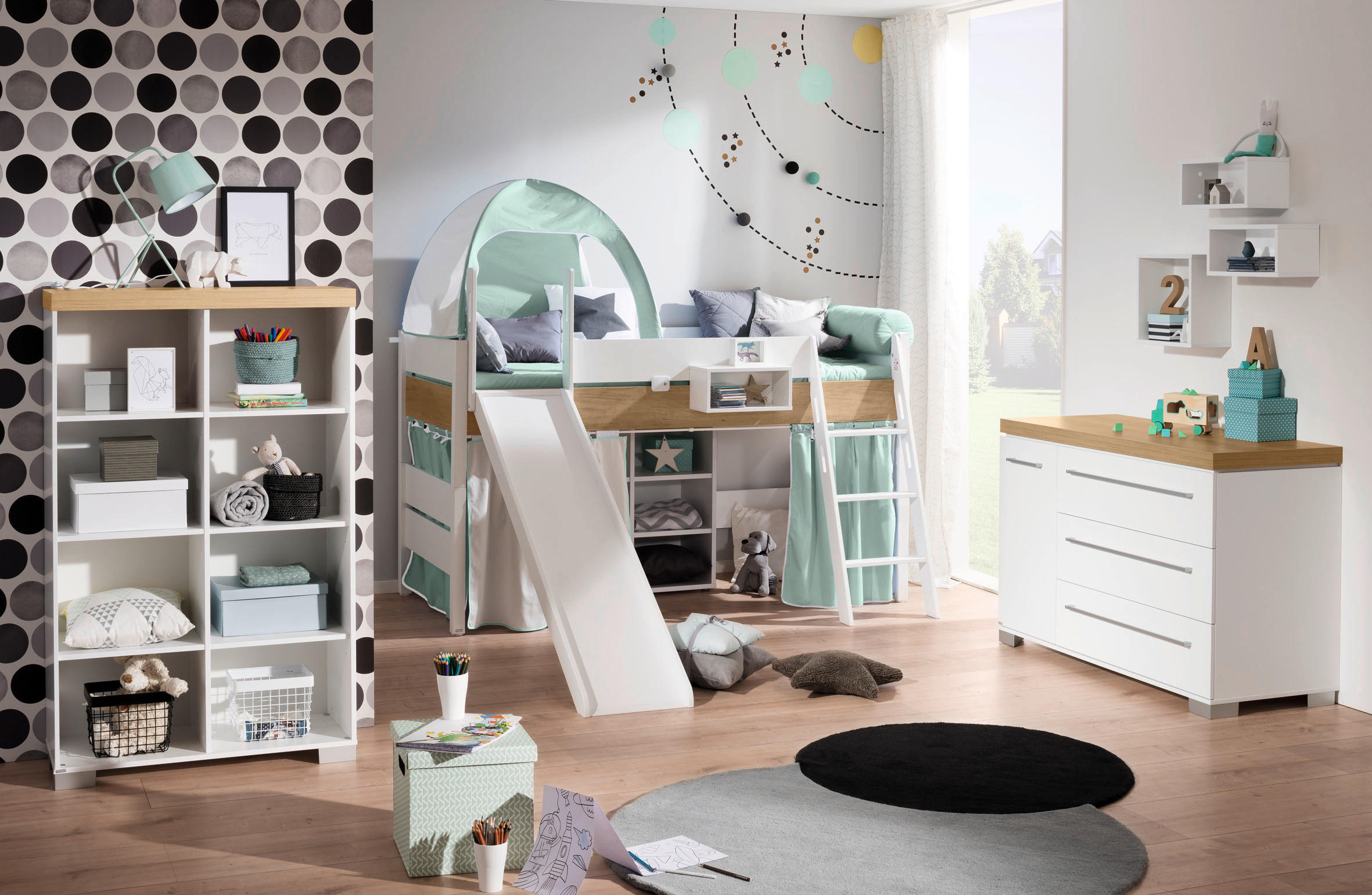 SPIELBETT 90/200 cm  - Weiss/Eichefarben, Konventionell, Holz/Holzwerkstoff (90/200cm) - Paidi