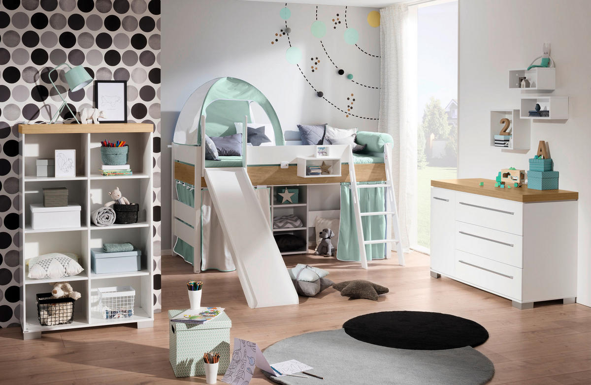 SPIELBETT 90/200 cm  - Weiss/Eichefarben, Konventionell, Holz/Holzwerkstoff (90/200cm) - Paidi
