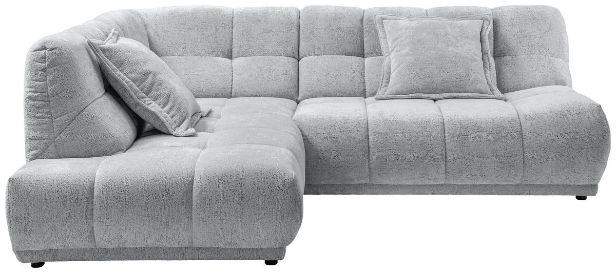 ECKSOFA ITALIA in Chenille Hellblau  203/254 cm  - Schwarz/Hellblau, MODERN, Kunststoff/Textil (203/254cm) - Livetastic