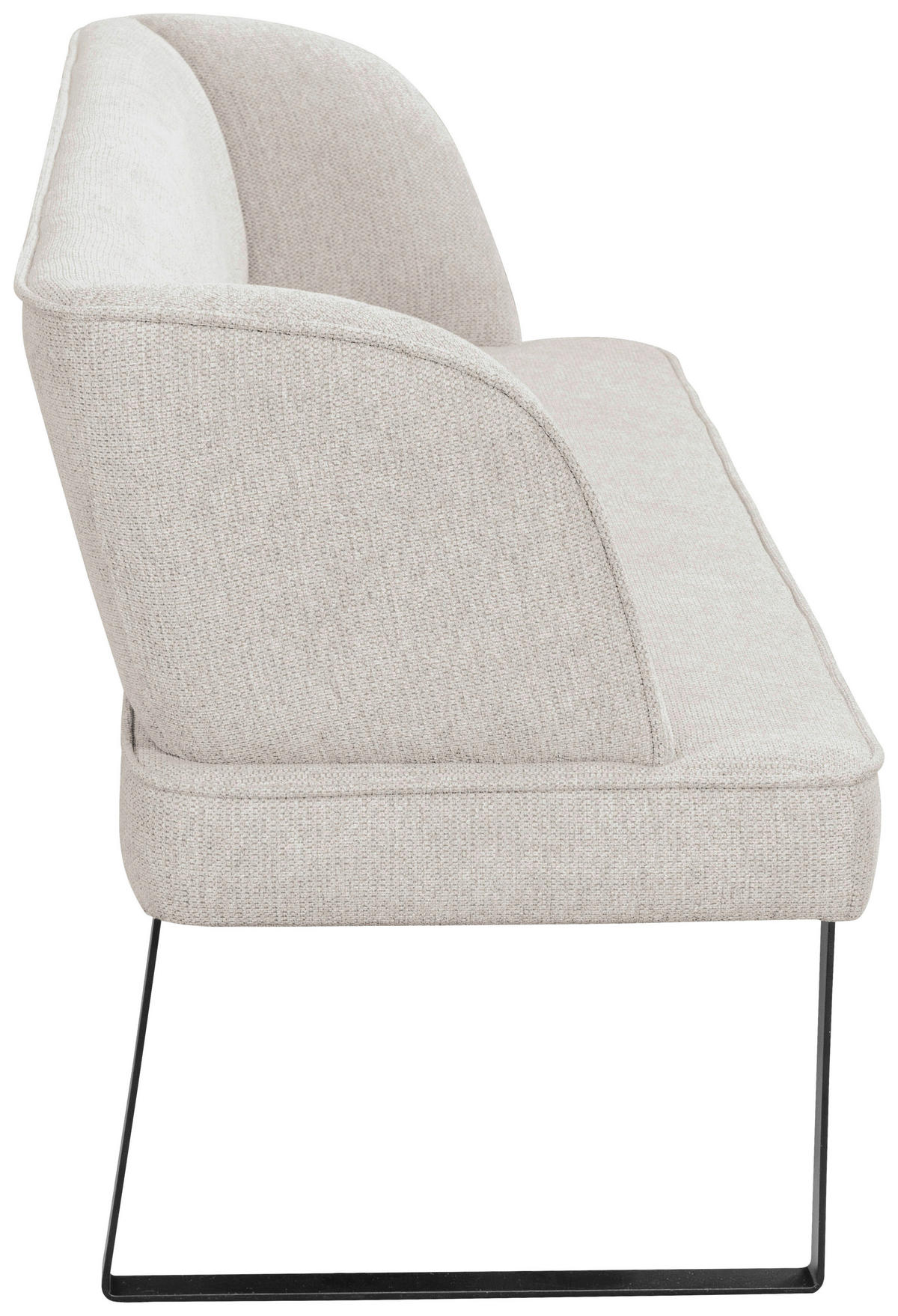SITZBANK 205/91/66 cm Webstoff Schwarz, Hellgrau  - Hellgrau/Schwarz, Design, Textil/Metall (205/91/66cm) - Novel
