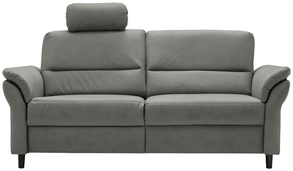 3-SITZER-SOFA in Lederlook Grau  - Schwarz/Grau, Modern, Holz/Textil (192/90/89cm) - Livetastic