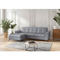 ECKSOFA ZORA E in Echtleder Graublau  164/262 cm  - Graublau/Schwarz, MODERN, Leder/Metall (164/262cm) - Sit & More
