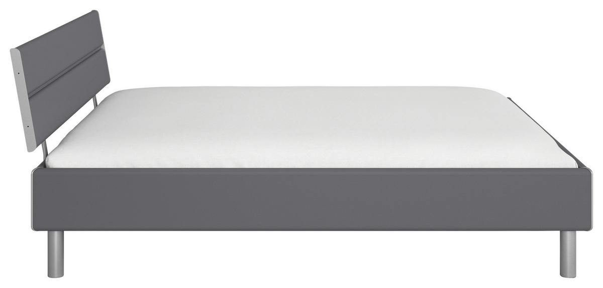 BETT 160/200 cm,  in Grau,  - Alufarben/Grau, Design, Metall (160/200cm) - Carryhome