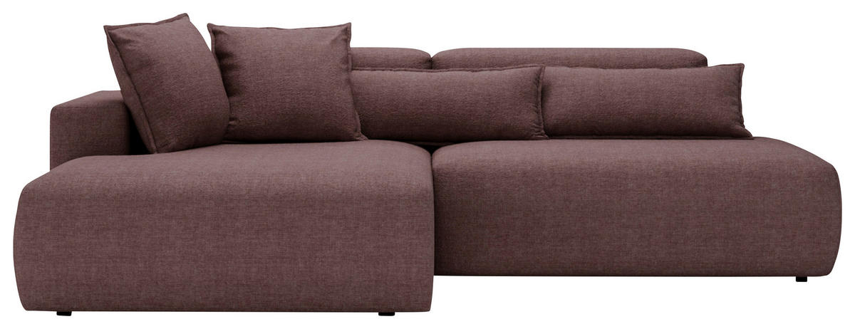 ECKSOFA Chenille Beere  - Beere/Schwarz, Design, Kunststoff/Textil (160/284cm) - Livetastic