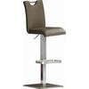 BARHOCKER Echtleder Edelstahlfarben, Hellbraun Edelstahl  - Hellbraun/Edelstahlfarben, Design, Leder/Metall (42/90-115/50cm) - Livetastic