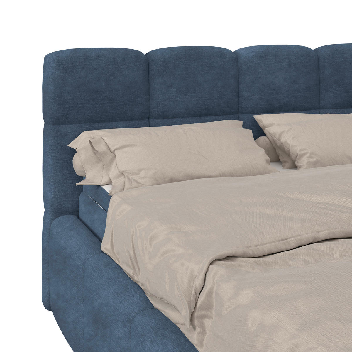 POLSTERBETT 140/200 cm,  in Blau, Matratze, Bettkasten, H3 = fest  - Blau/Schwarz, Trend, Kunststoff/Textil (140/200cm)