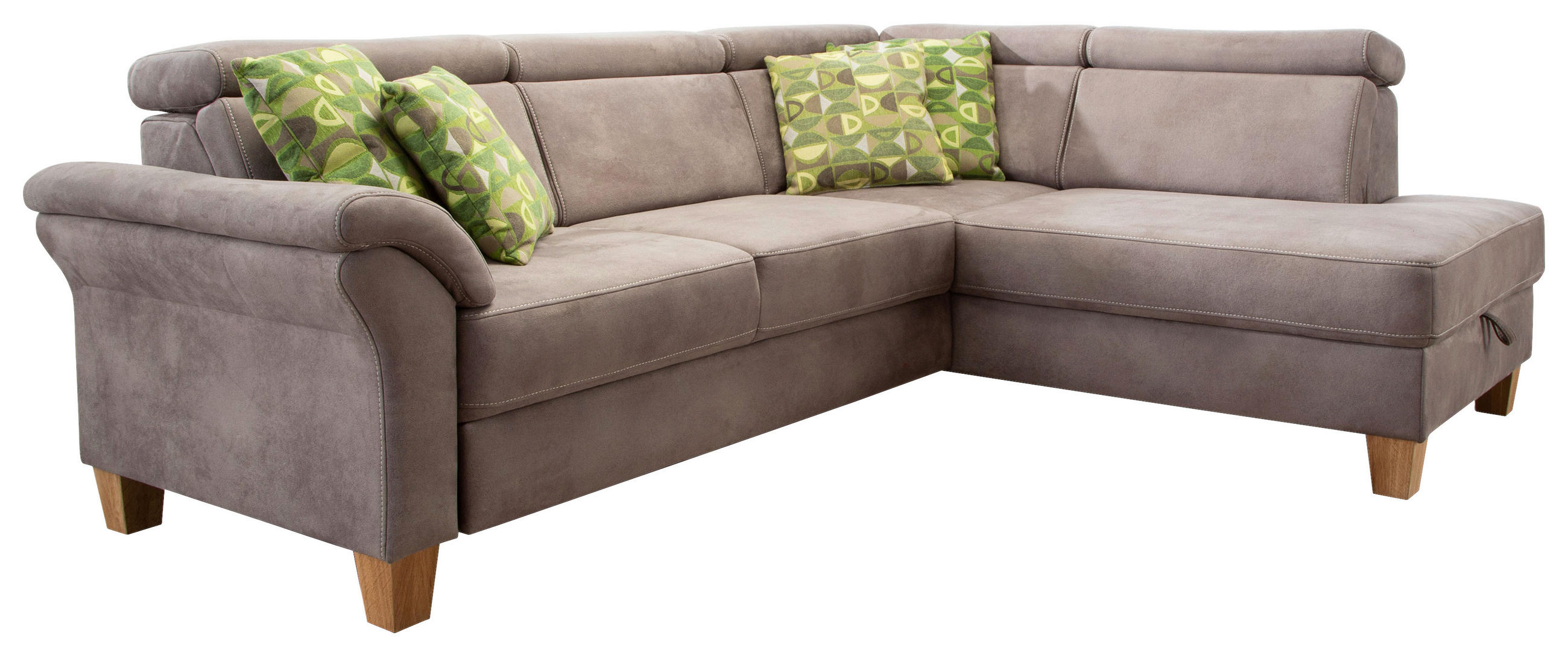 ECKSOFA in Mikrofaser Braun - Eichefarben/Beige, Konventionell, Holz/Textil (245/194cm) - Sit & More