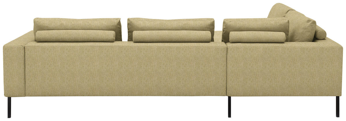 ECKSOFA  in Flachgewebe Grün, Goldfarben  270/308 cm  - Goldfarben/Schwarz, Design, Textil/Metall (270/308cm) - Pure Home Lifestyle