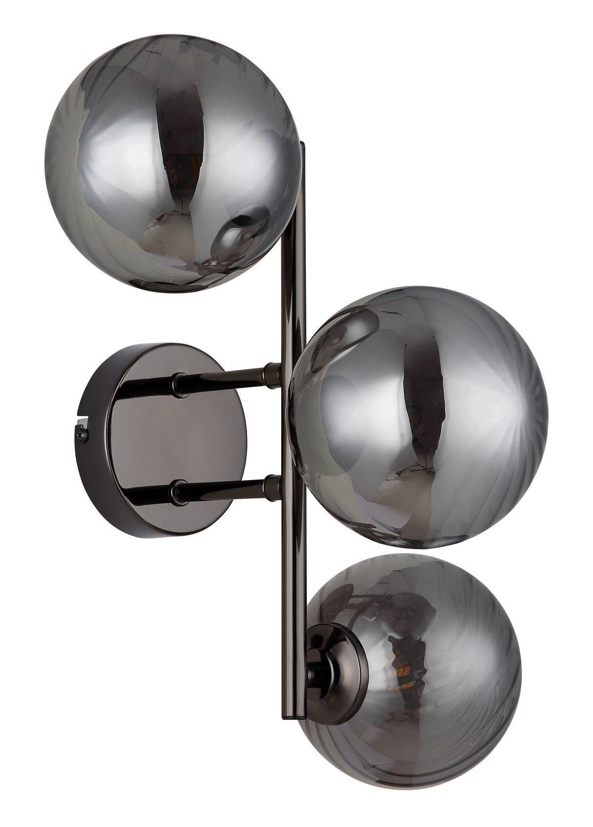 WANDLEUCHTE - Schwarzchrom/Grau, Design, Glas/Metall (36/28/25cm) - Globo