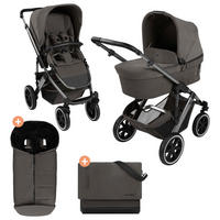 KINDERWAGENSET  Salsa 5 Air Herbst Set  Almond  - Anthrazit/Schwarz, Basics, Textil/Metall (63/118/95,5cm) - ABC Design