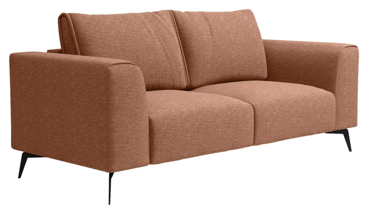 2-SITZER-SOFA beflockt Orange  - Schwarz/Orange, Design, Holz/Textil (186/88/90cm) - MID.YOU