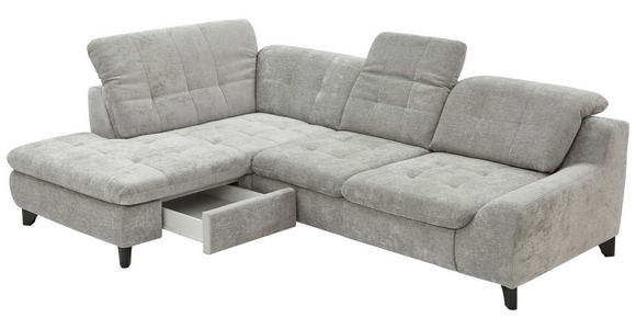 ECKSOFA inkl. Funktionen in Chenille Blau, Grau  - Blau/Schwarz, KONVENTIONELL, Textil/Metall (200/281cm) - Carryhome