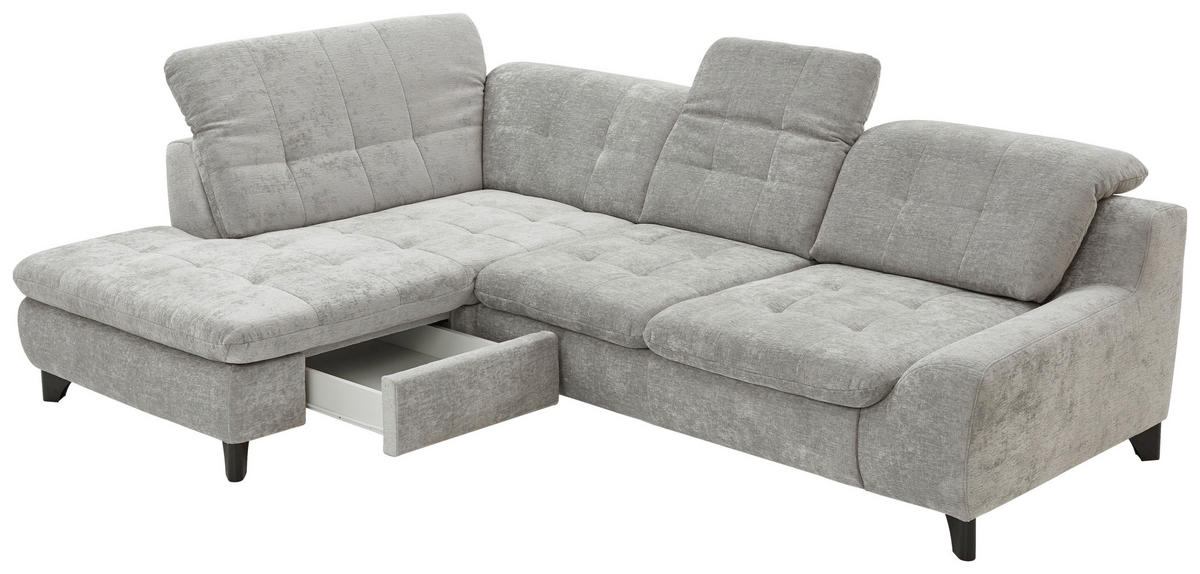 HÖRNSOFFA i chenille blå, grå  - blå/svart, Klassisk, metall/textil (200/281cm) - MID.YOU