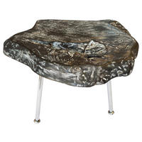 BEISTELLTISCH Unikat 50/40/36 cm Teakholz massiv Schwarz, Alufarben organisch  - Schwarz/Alufarben, LIFESTYLE, Holz/Metall (50/40/36cm) - Landscape