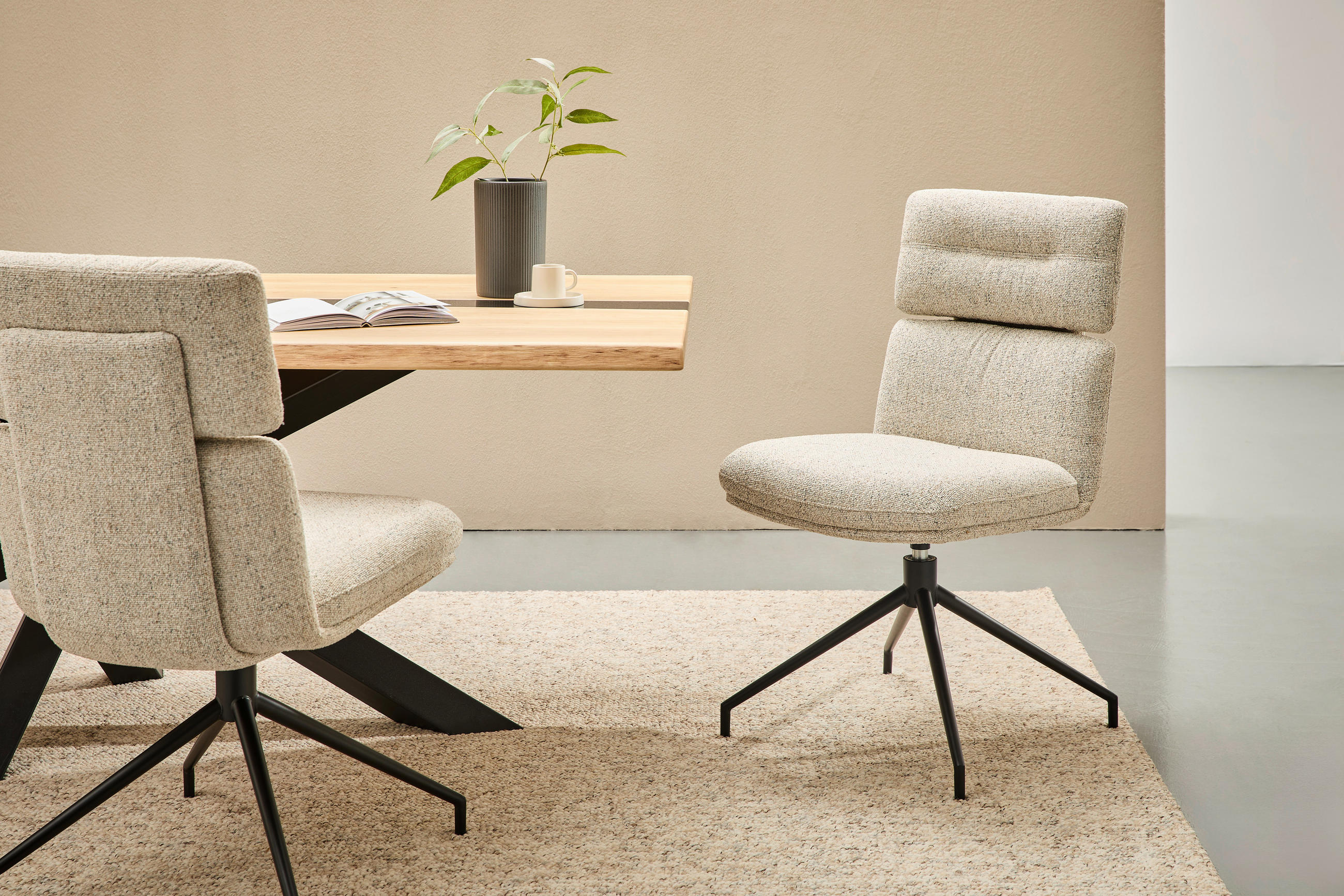 STUHL  in Eisen Webstoff Metall, Textil  - Beige/Schwarz, Design, Textil/Metall (50/92/64,5cm) - Dieter Knoll