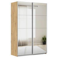 SCHWEBETÜRENSCHRANK  in Eiche Artisan  - Alufarben/Eiche Artisan, KONVENTIONELL, Glas/Holzwerkstoff (136/210/62cm) - Xora