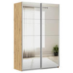 SCHWEBETÜRENSCHRANK  in Eiche Artisan  - Alufarben/Eiche Artisan, KONVENTIONELL, Glas/Holzwerkstoff (136/210/62cm) - Xora