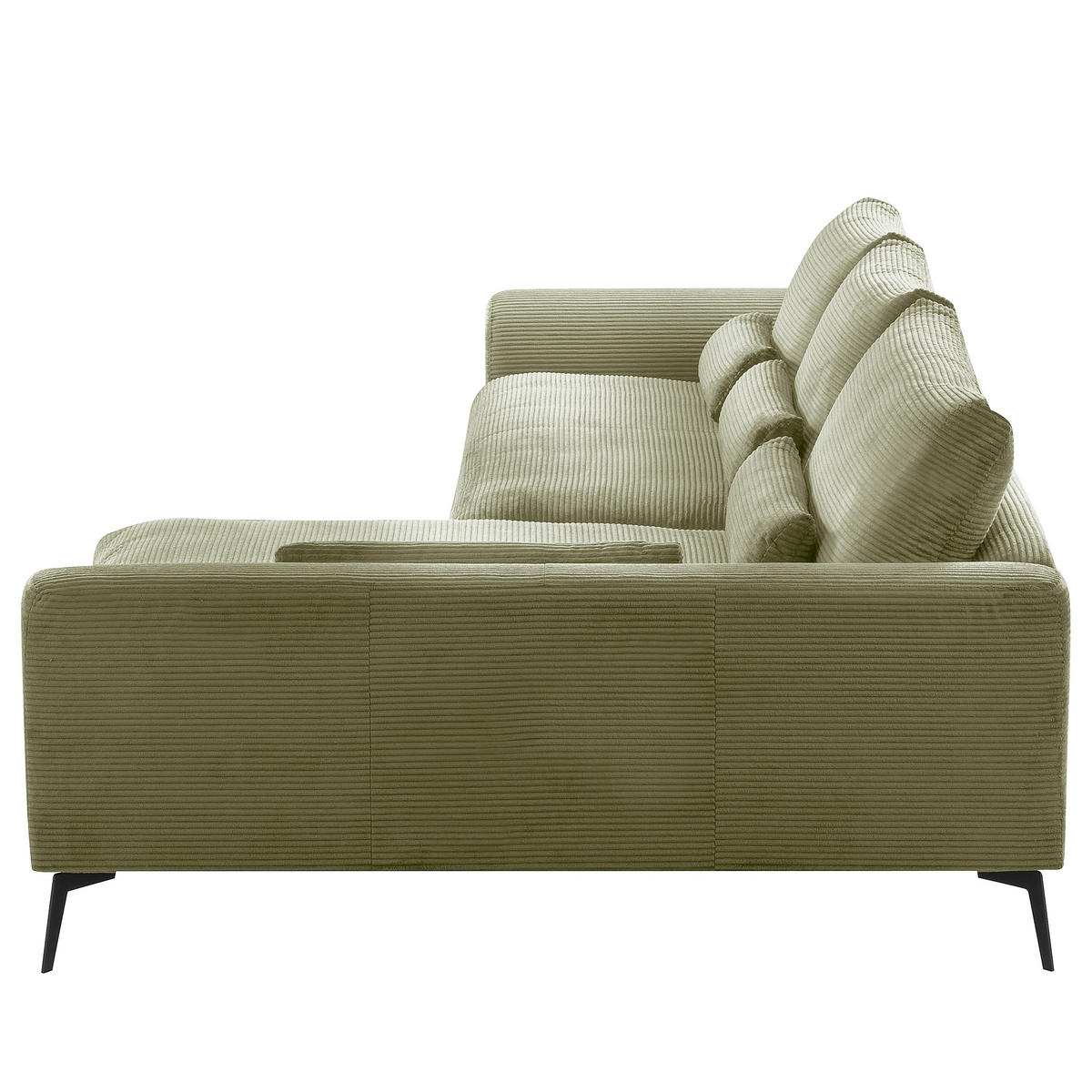 ECKSOFA Olivgrün Cord Nierenkissen, Rückenkissen  - Schwarz/Olivgrün, Design, Textil/Metall (313/172cm) - P & B