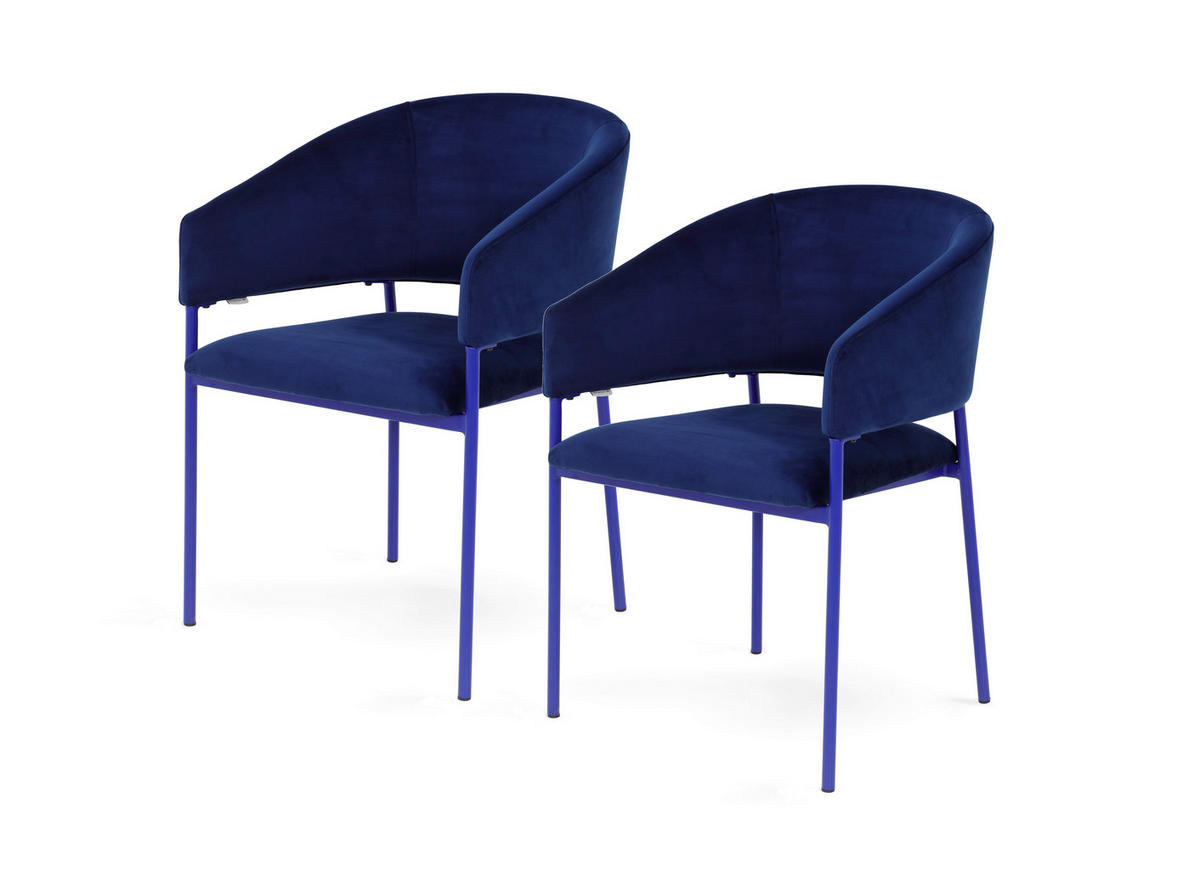 ARMLEHNSTUHL  in Stahl Samt  - Blau/Dunkelblau, Basics, Textil/Metall (58/81,5/58cm) - Tom Tailor