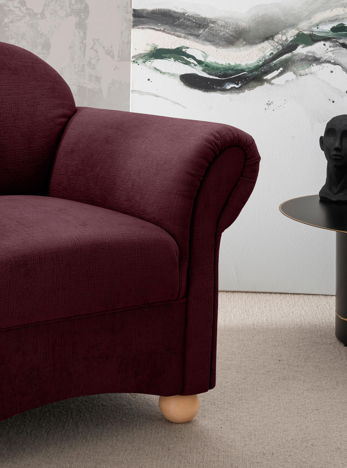 SESSEL in Mikrofaser Bordeaux  - Wildeiche/Bordeaux, Konventionell, Holz/Textil (90/84/80cm) - Livetastic