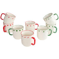 KAFFEEBECHER  340 ml   - Hellrot/Weiß, Trend, Keramik (340ml) - X-Mas
