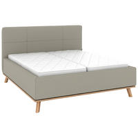 POLSTERBETT 160/200 cm,  in Hellgrau, Matratze, Lattenrost, Bettkasten, H3 + H3 = fest  - Eichefarben/Hellgrau, Design, Holz/Textil (160/200cm) - Musterring