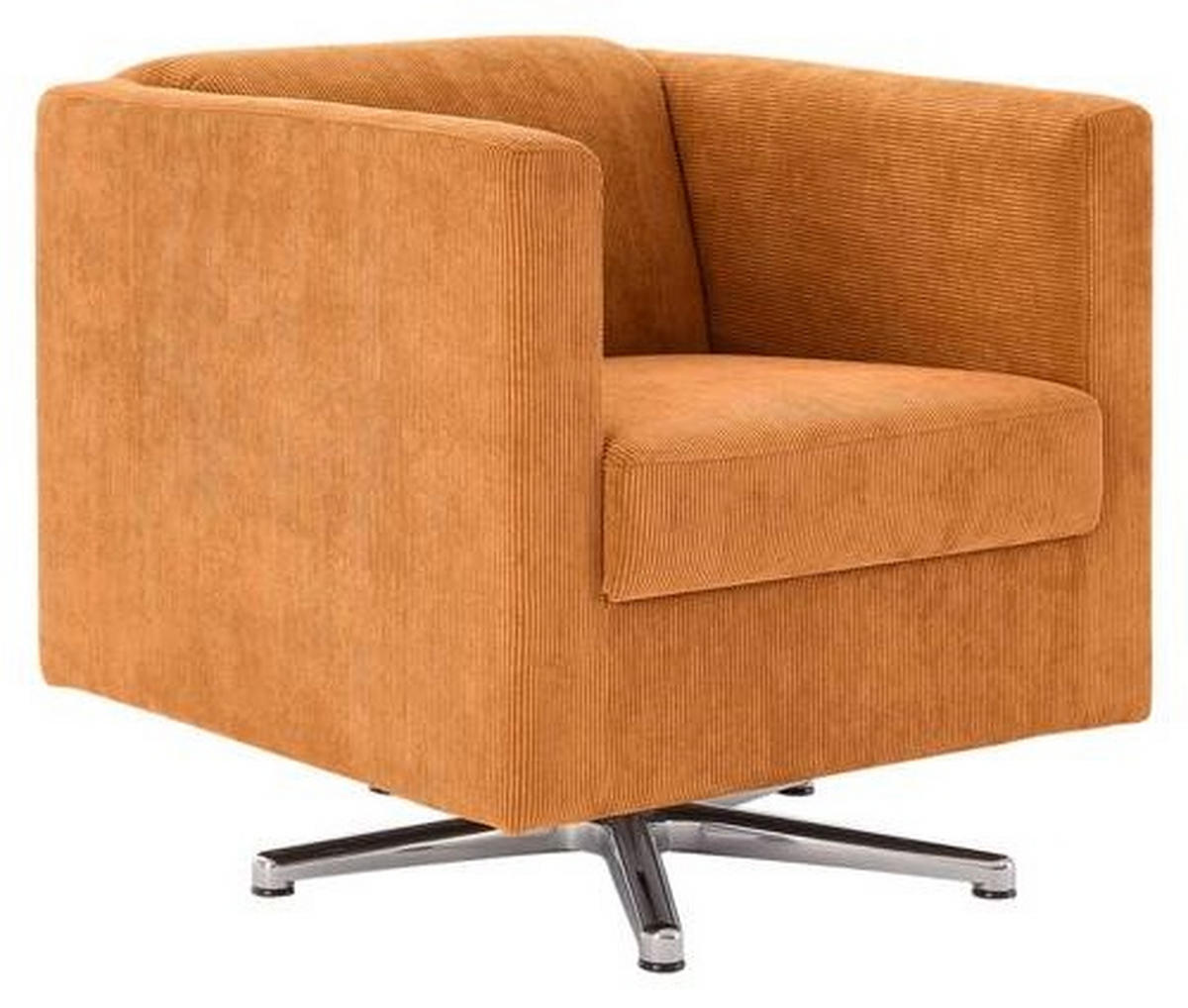 DESIGNSESSEL in Cord Orange  - Chromfarben/Orange, Design, Textil/Metall (72/71/75cm) - LOOKS by W.Joop