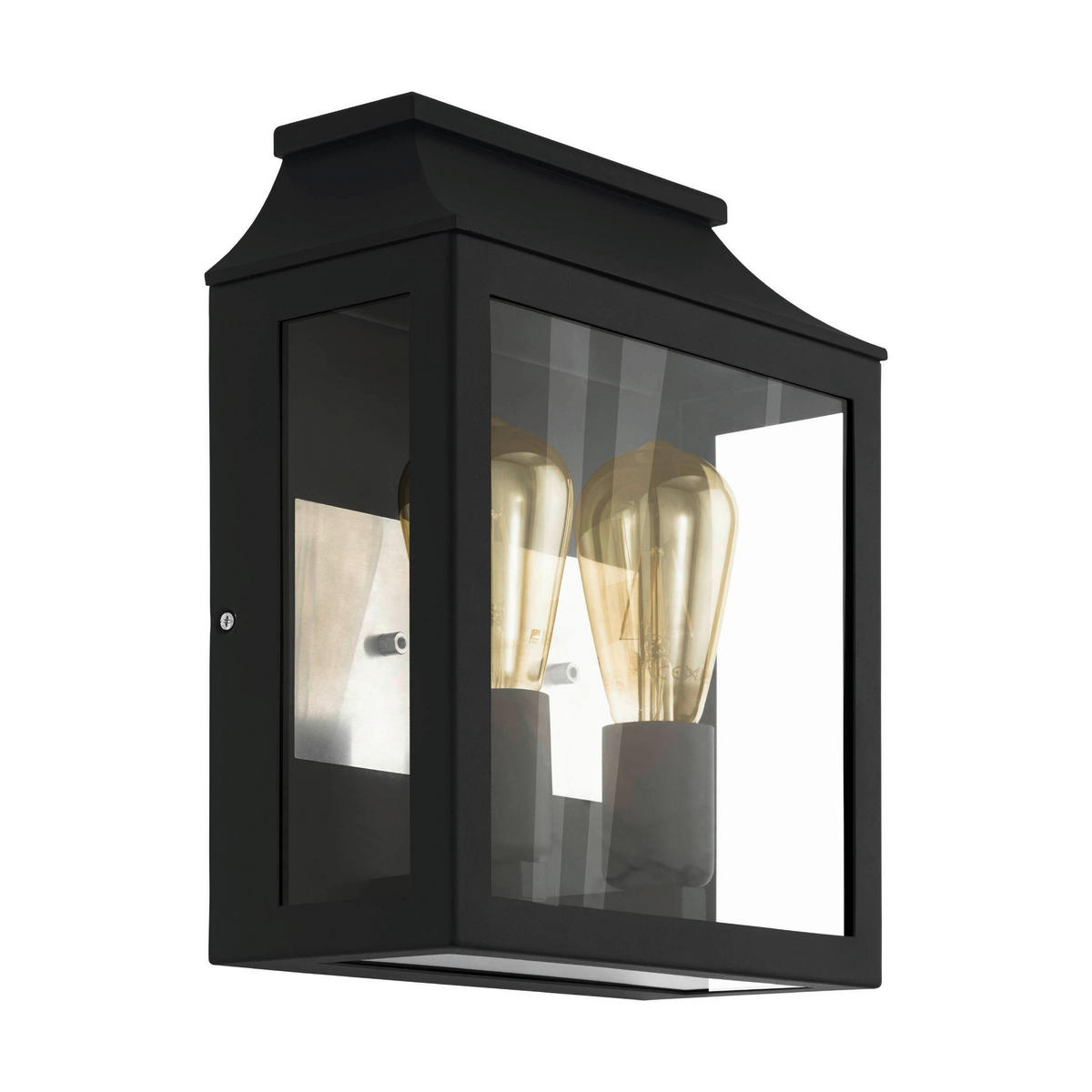 AUSSENWANDLEUCHTE - Klar/Schwarz, Konventionell, Glas/Metall (33/26,5/12cm) - Eglo