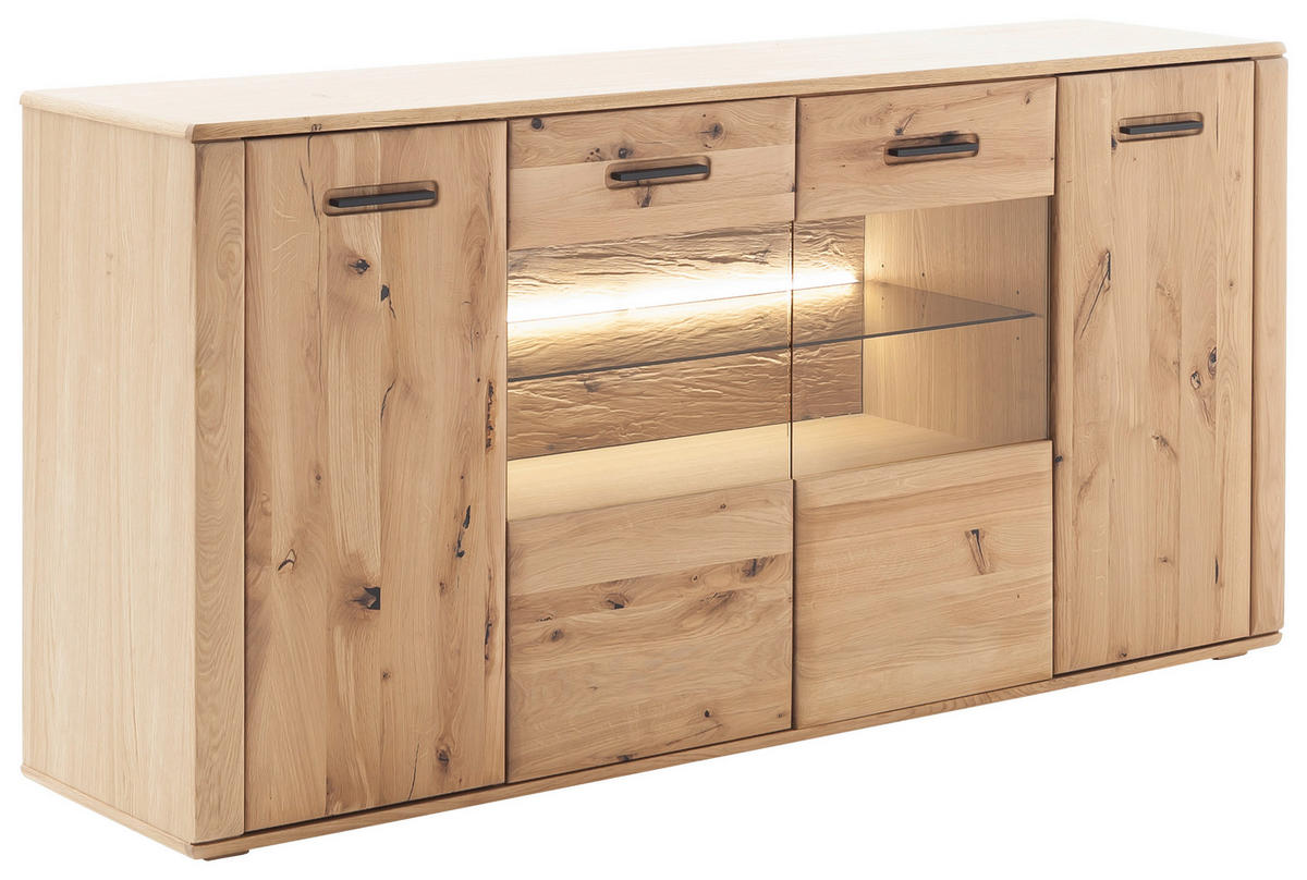 SIDEBOARD Eichefarben  179/90/44 cm  - Eichefarben/Anthrazit, Konventionell, Glas/Holz (179/90/44cm) - Cantus