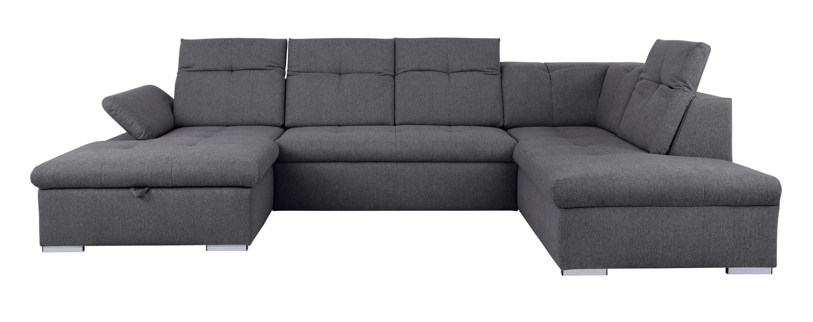 WOHNLANDSCHAFT Dunkelgrau  - Dunkelgrau/Grau, Design, Textil/Metall (173/328/215cm) - MID.YOU