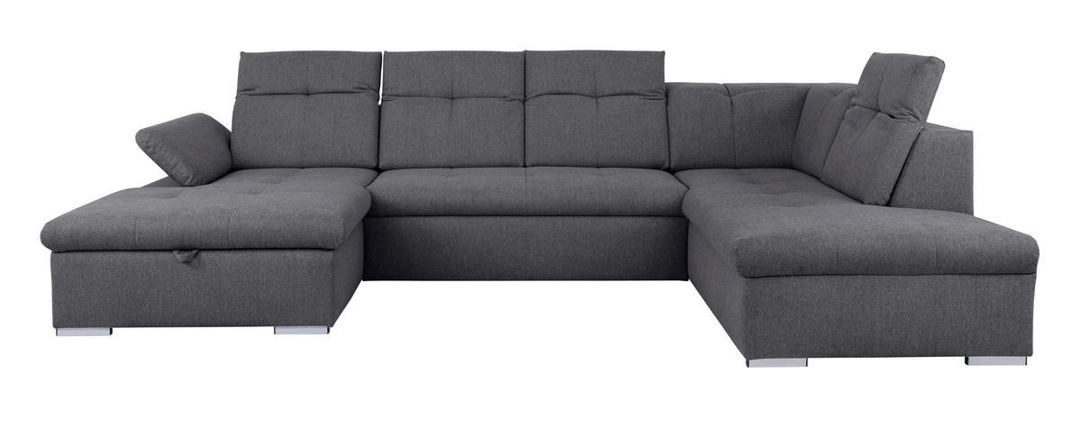 WOHNLANDSCHAFT Dunkelgrau  - Dunkelgrau/Grau, Design, Textil/Metall (173/328/215cm) - MID.YOU