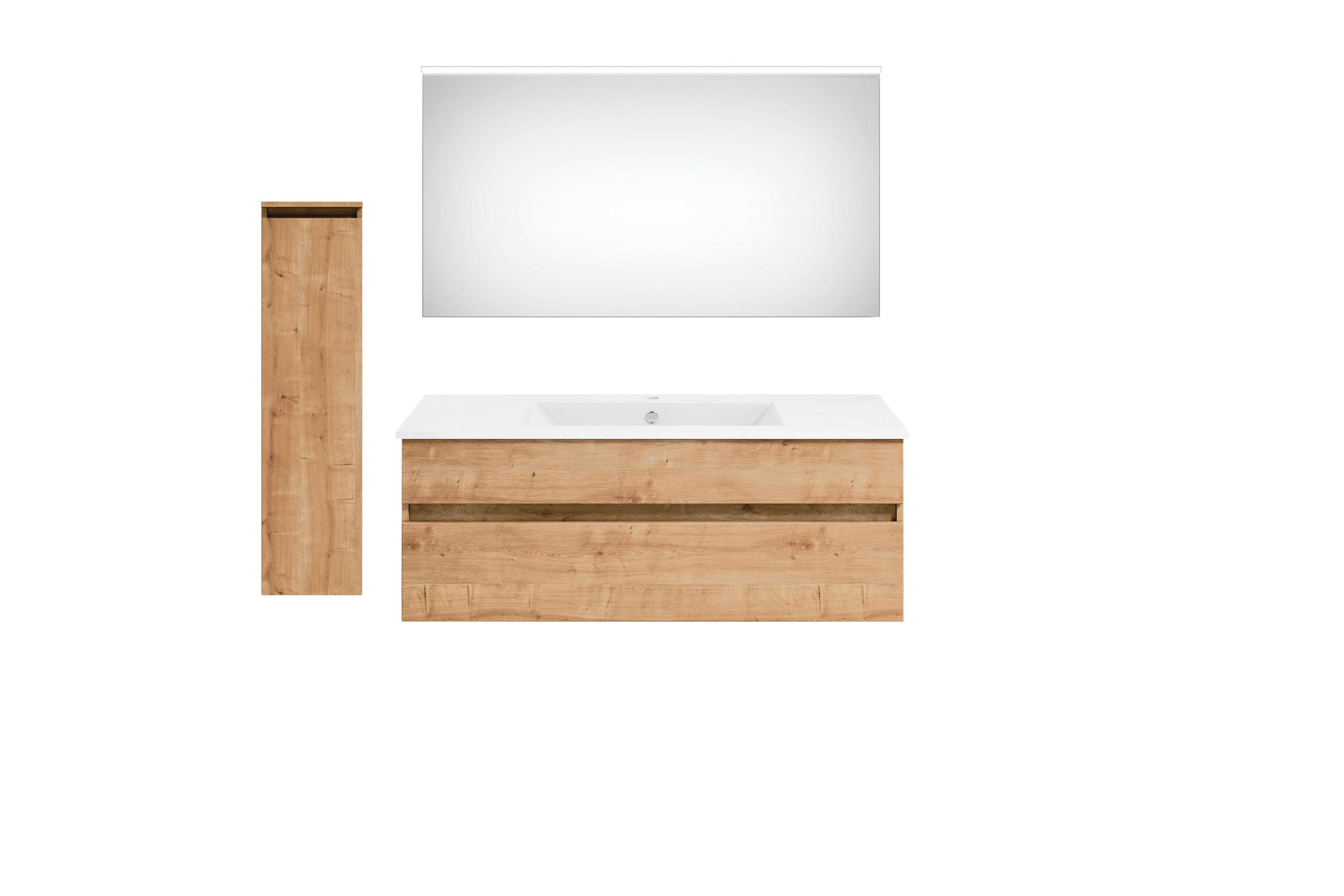 BADEZIMMER in 150 cm - Eichefarben/Weiß, KONVENTIONELL, Keramik/Holzwerkstoff (150cm) - Puris