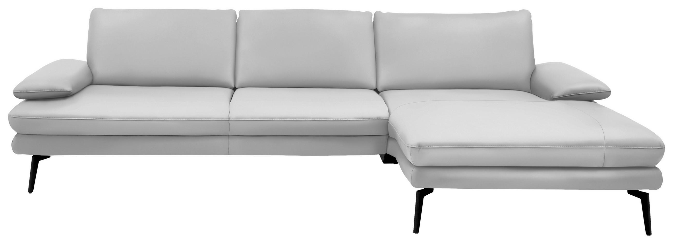 ECKSOFA in Echtleder Weiss  - Weiss/Schwarz, Design, Leder/Metall (310/180cm) - Dieter Knoll