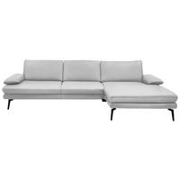 ECKSOFA in Echtleder Weiss  - Weiss/Schwarz, Design, Leder/Metall (310/180cm) - Dieter Knoll