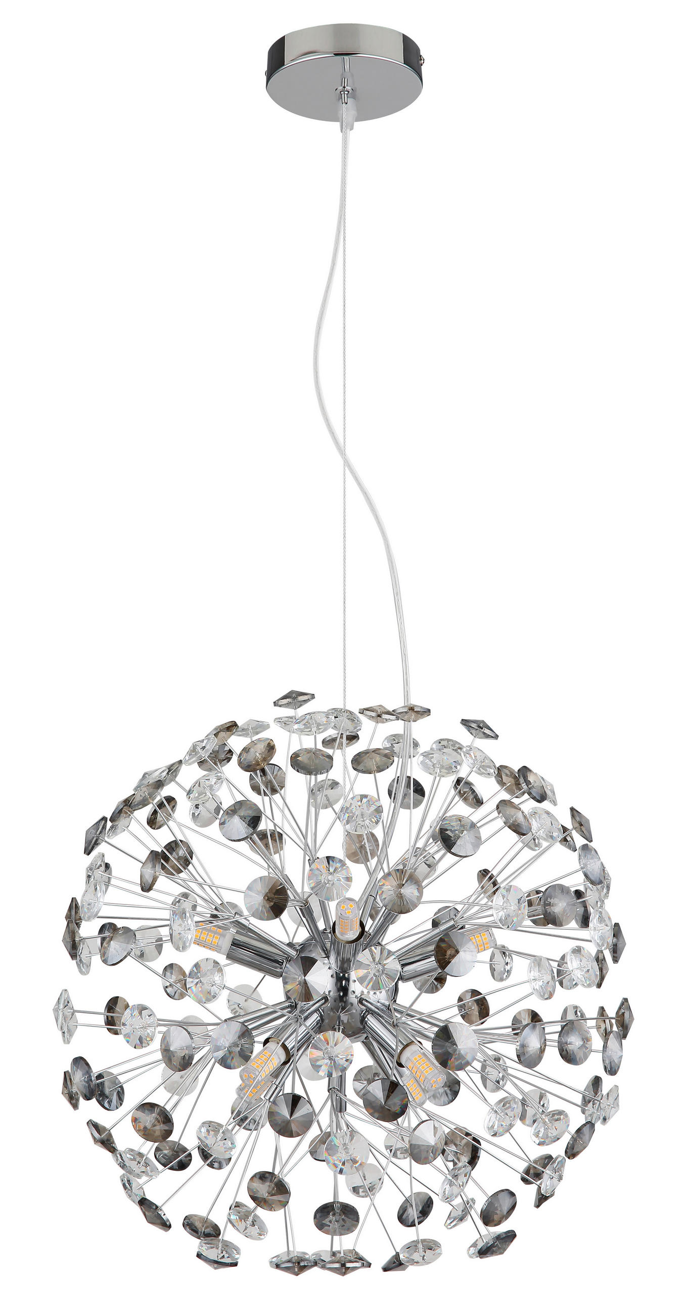 KRISTALL-HÄNGELEUCHTE 40/150 cm   - Klar/Chromfarben, LIFESTYLE, Glas/Kunststoff (40/150cm) - Globo