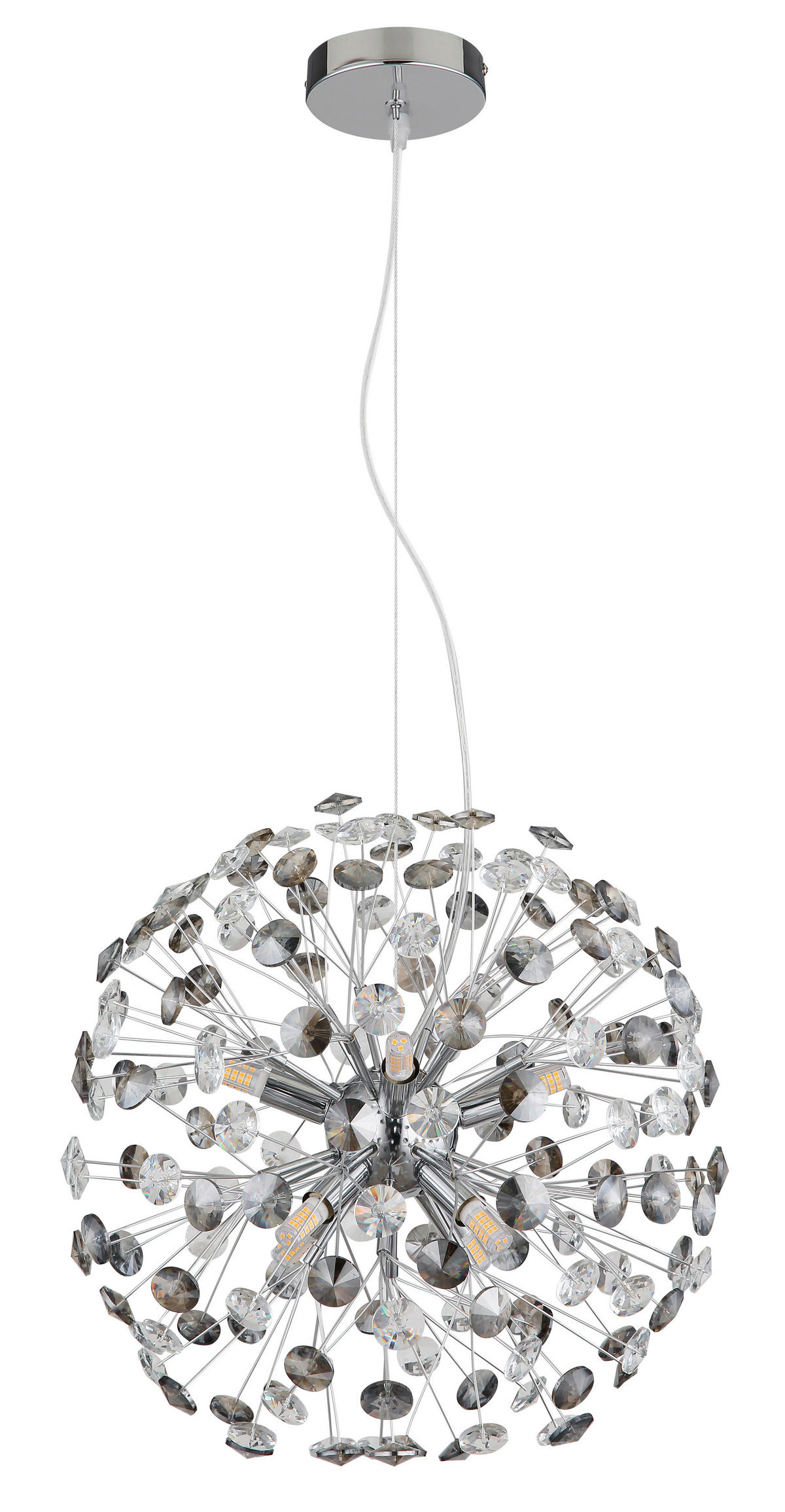 KRISTALL-HÄNGELEUCHTE 40/150 cm   - Klar/Chromfarben, LIFESTYLE, Glas/Kunststoff (40/150cm) - Globo