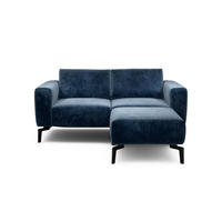 Zweisitzer inkl. Hocker Samt Dunkelblau  - Schwarz/Dunkelblau, Design, Textil/Metall (180/86/86-94cm) - SENSOO