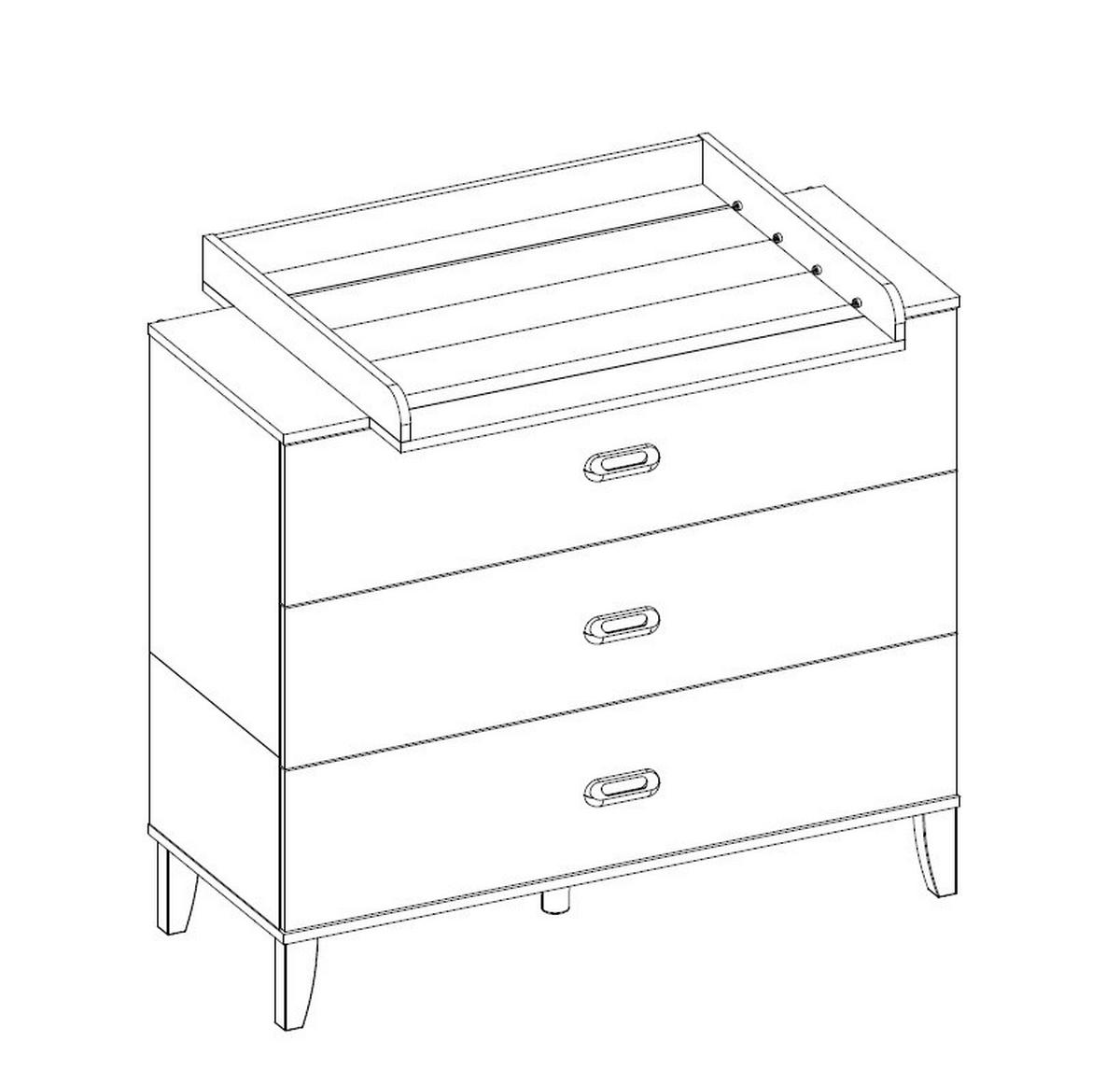 WICKELKOMMODE Grau, Weiß, Wildeiche  - Wildeiche/Weiß, Basics, Holz (110/64/103cm) - Jimmylee