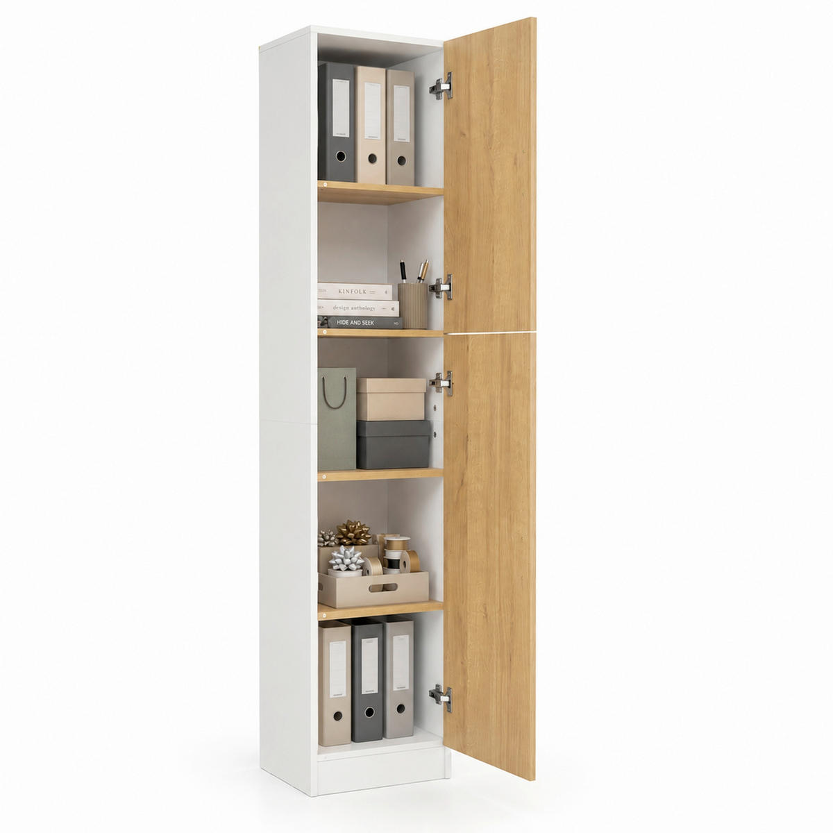 AKTENSCHRANK Weiß, Honigeiche  - Honigeiche/Weiß, MODERN, Holzwerkstoff (38/183/32cm) - MID.YOU
