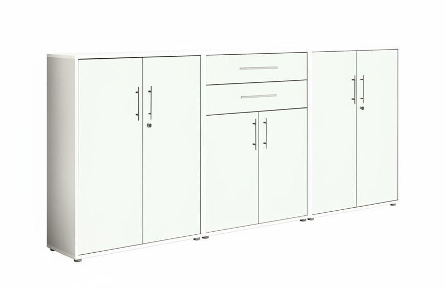 KANCELÁRSKA SKRIŇA, biela, 253,2/113,6/33 cm - biela, Modern, kompozitné drevo (253,2/113,6/33cm) - MID.YOU