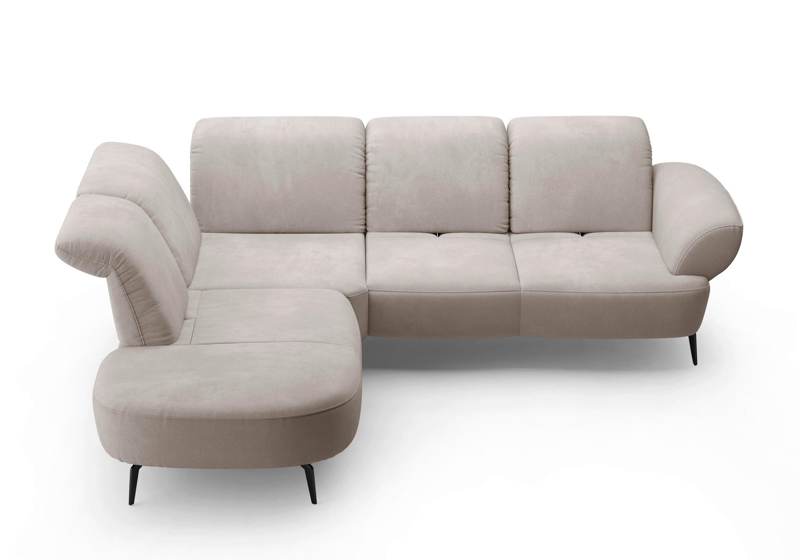 ECKSOFA in Flachgewebe Greige  - Greige/Schwarz, Modern, Textil/Metall (270/302cm) - Sit & More
