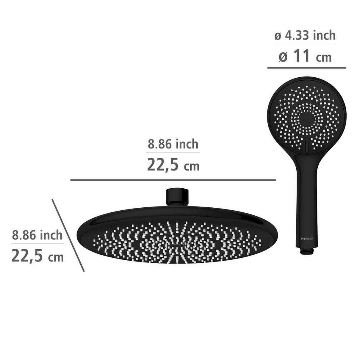 ÜBERKOPFBRAUSESET  - Schwarz, Basics, Metall (22,5/75-120/27cm) - Wenko