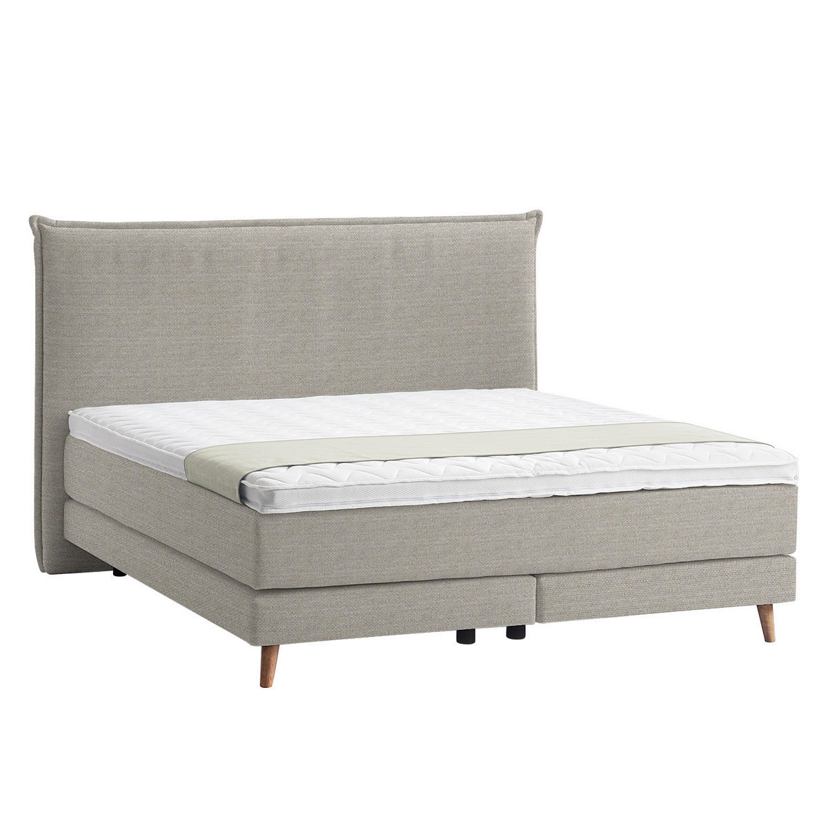 BOXSPRINGBETT 180/200 cm  in Taupe  - Taupe/Eichefarben, Design, Holzwerkstoff/Textil (180/200cm) - home24