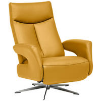 RELAXSESSEL in Leder Gelb  - Chromfarben/Gelb, Design, Leder/Metall (74/105/82cm) - Welnova