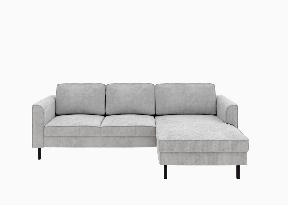 ECKSOFA  in Cord Grau  232/161 cm  - Schwarz/Grau, MODERN, Textil/Metall (232/161cm) - Trendmanufaktur