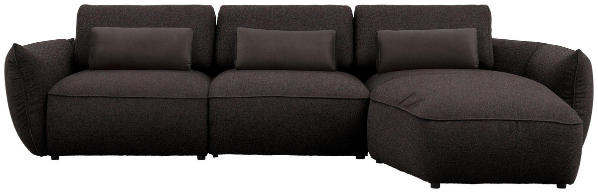 ECKSOFA  in Chenille Schwarzbraun  340/190 cm  - Schwarzbraun/Walnussfarben, Design, Kunststoff/Textil (340/190cm) - Belluti