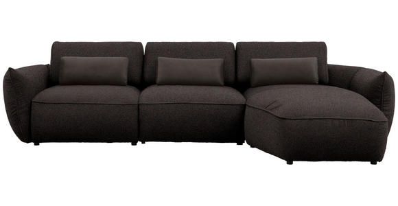 ECKSOFA  in Chenille Schwarzbraun  340/190 cm  - Schwarzbraun/Walnussfarben, Design, Kunststoff/Textil (340/190cm) - Belluti