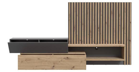 WOHNWAND in Grau, Eiche Artisan 288,5/152,5/42,5 cm - Eiche Artisan/Grau, MODERN, Holzwerkstoff (288,5/152,5/42,5cm) - Carryhome