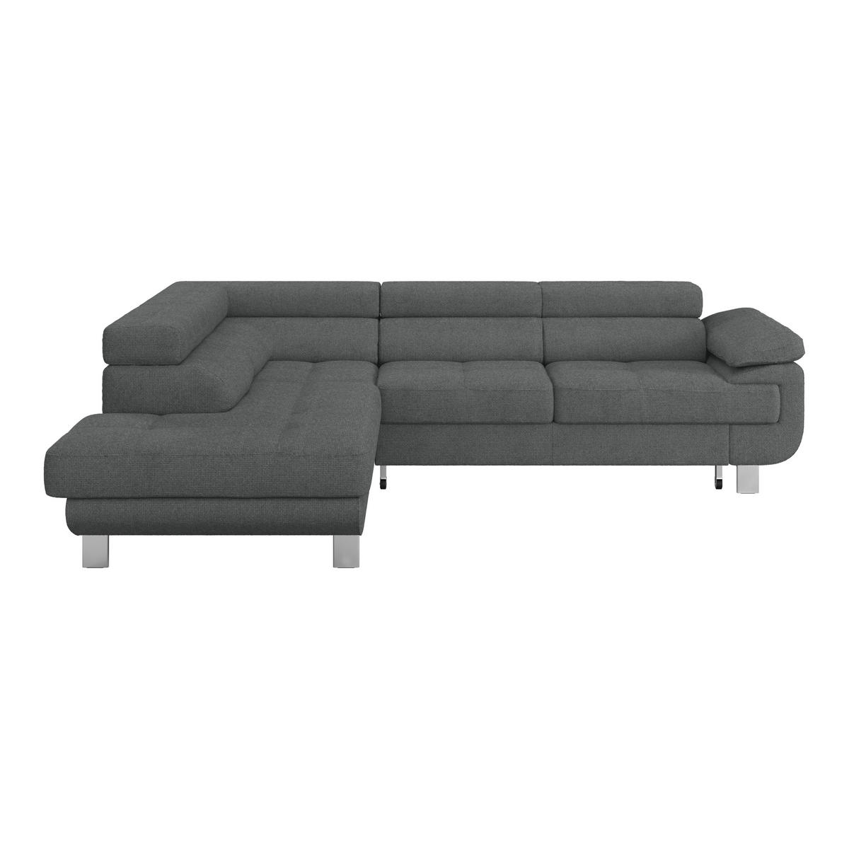 ECKSOFA in Drell Anthrazit  - Anthrazit, Modern, Textil/Metall (230/270cm) - MID.YOU