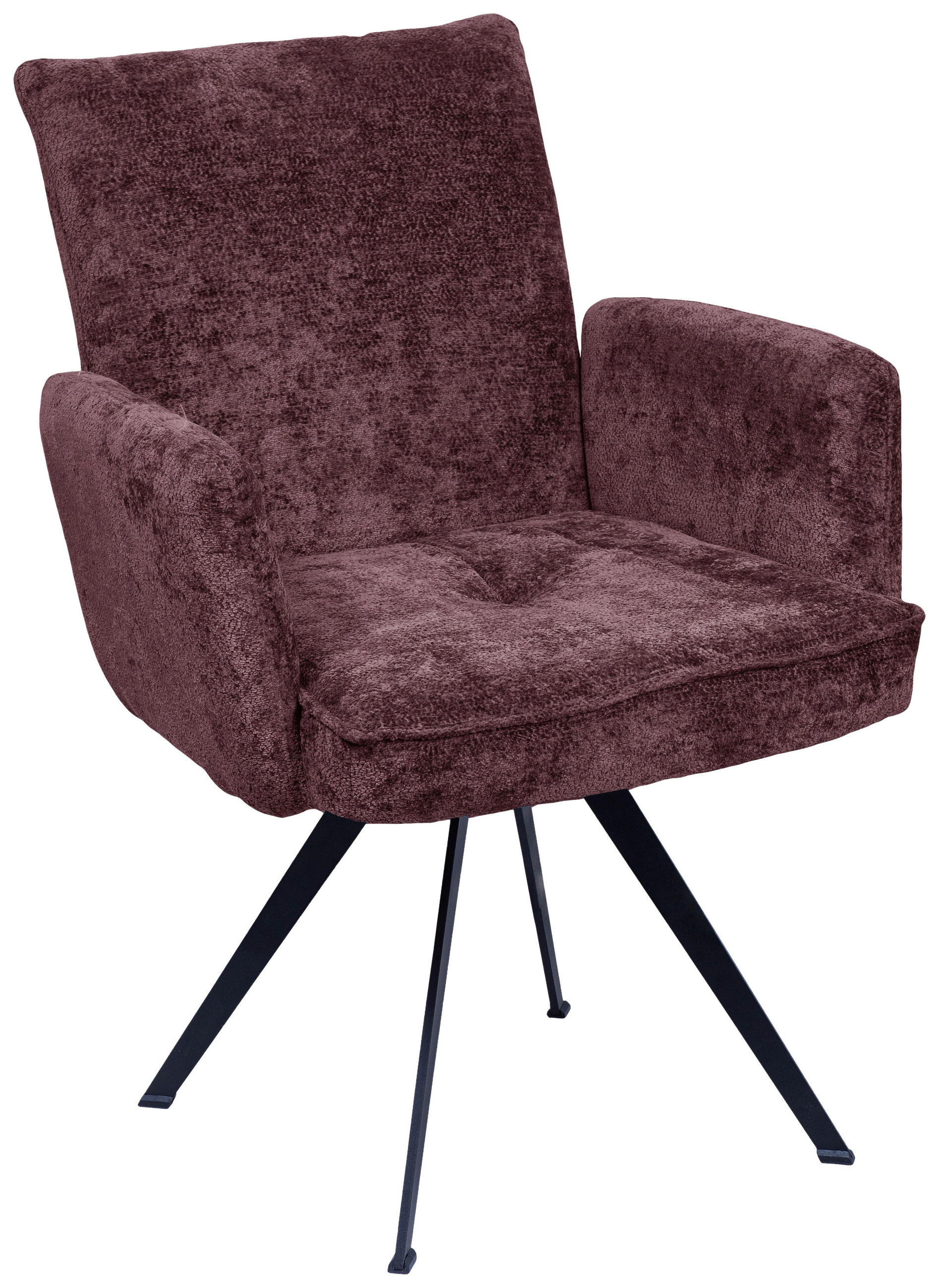 ARMLEHNSTUHL in Eisen Teddystoff - Bordeaux/Schwarz, Design, Textil/Metall (63/87/71cm) - Welnova